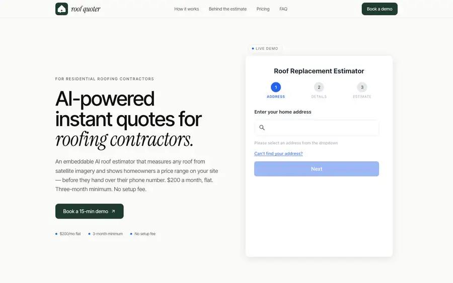 RoofQuoter website